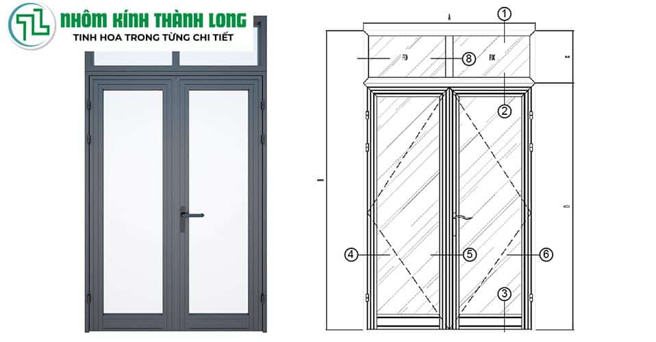 cửa nhôm xingfa 2 cánh cho nhà phố